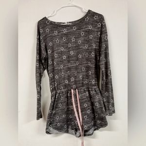 Woman's grey with stars long sleeve romper size small